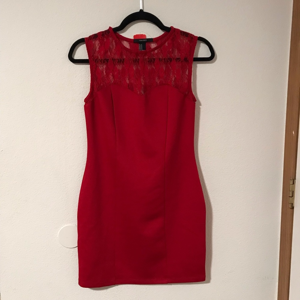 Forever 21 Red Lace Mini Dress